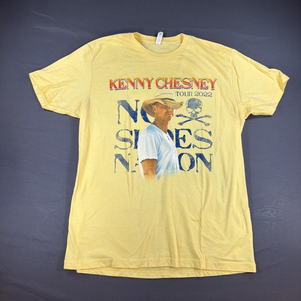 Kenny Chesney Here and Now 2022 Tour T-Shirt Yellow Large No Shoes Nation